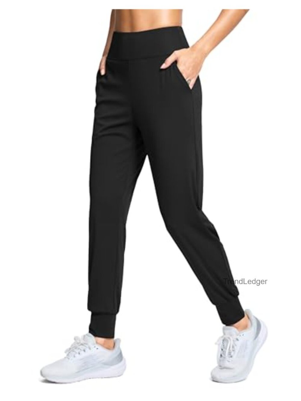 Women's High Waisted Lightweight Stretch Joggers with Pockets Tapered